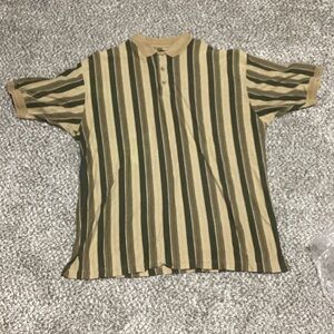 Gant Men's Polo with Tan and Green Stripes